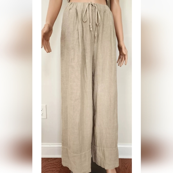 ZARA HALTER TOP SMOCKED BACK THICK STRAPS LINEN DARK BEIGE CROOPED TOP LARGE - Picture 11 of 16
